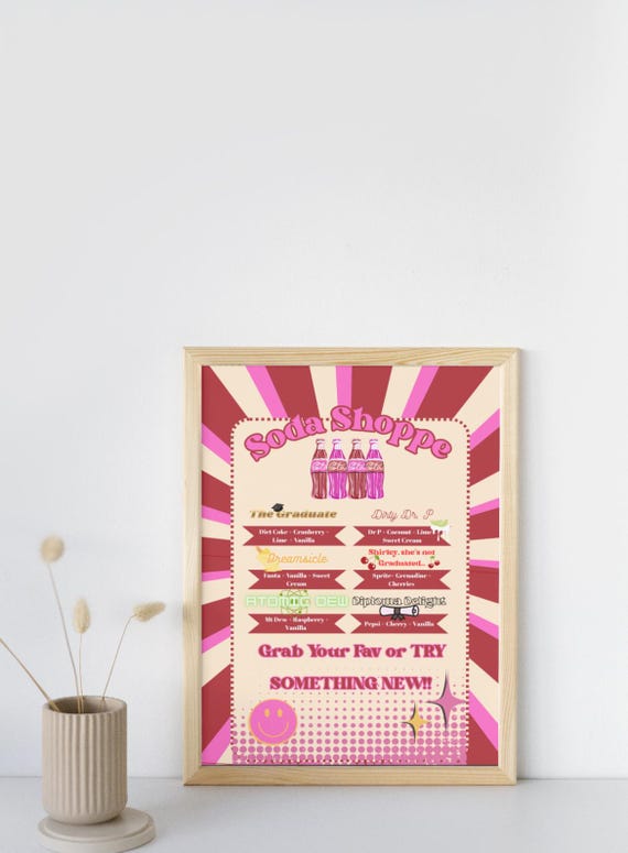 Retro Black & Red Soda Bar Menu PDF – Graduation Party, Birthday, or Celebration Printable
