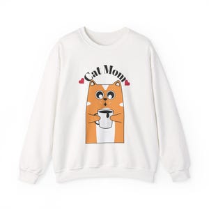 Cute Cat Mom Sweatshirt, Cozy Cat Lover Crewneck, Perfect Gift for Cat Owners, Pet Themed Apparel, Funny Animal Sweatshirt
