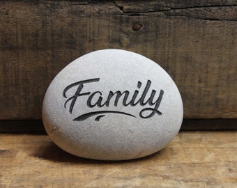 Hand Engraved Rock - Family --FREE SHIPPING--