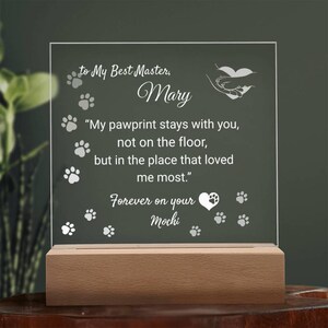 Personalized LED Pet Memorial Plaque: Custom Pawprints & Name