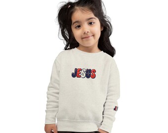 Patriotic Jesus design Toddler Sweatshirt | Christian faith, red white blue