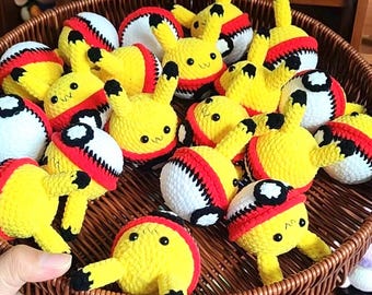 Handmade Crochet Pikachu , Anime Keychain, Car Ornament