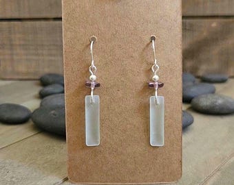 Minimalist Beach Glass Sterling Silver Dangle Earrings | Coastal Jewelry | Boho Modern