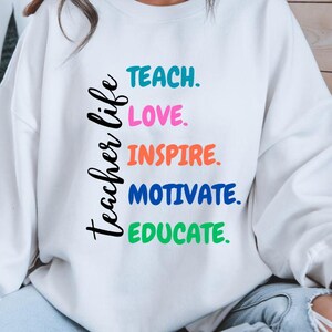 Teacher PNG, Teacher Life PNG, Back to School PNG, Colorful Png, Digital Download, Sublimation Design, Tshirt Design, Tshirt Png, Design Png