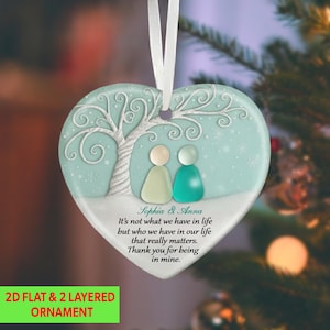 Personalisierte 3D Freundschaft Sea Glass Ornament, benutzerdefinierte Bester Freund Weihnachtsdekor Geschenk, Fernfreundgeschenk, Baumdekor