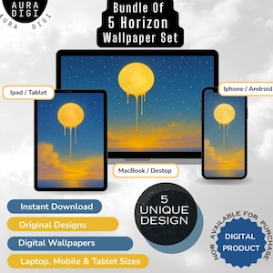 Horizon Wallpaper Bundle for iphone, ipad, laptop, macbook wallpapers, digital download, Matching wallpaper set, iphone wallpapers, sky