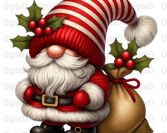 Weihnachten Gnom PNG, Festliche Urlaub Clipart (digitaler Download)