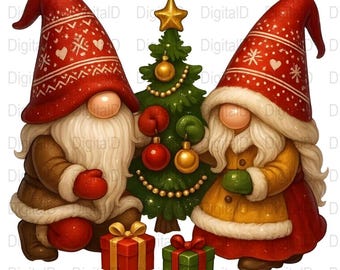Weihnachtszwerge als PNG, Weihnachtsbaum Clipart (Digitale Datei)
