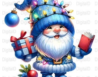 Weihnachten Wichtel Wichtel mit Lichtern, PNG-Datei (Digital Download)