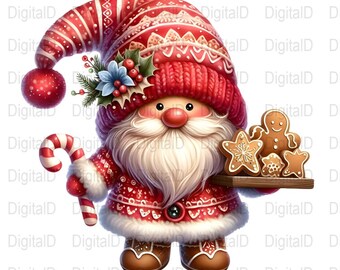 Weihnachtsmann Gnom PNG, Weihnachtsplätzchen Clipart, Urlaub Illustration (Digitaler Download)
