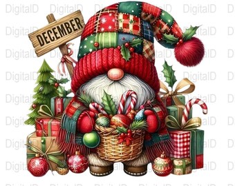 Dezember Weihnachten Gnom PNG, Urlaub Clipart (digitaler Download)