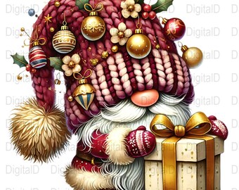 Weihnachten Gnom PNG, Urlaub Strickmütze Gnom (Digitaler Download)