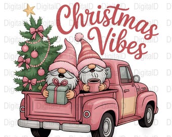 Weihnachtszwerge, rosa LKW, Weihnachtsbaum (Digitaler Download)