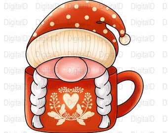 Weihnachten Wichtel Becher PNG, Winter Urlaub Clipart (digitaler Download)