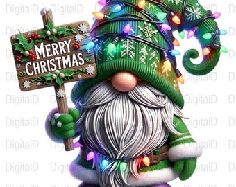 クリスマスノーム PNG、お祝いライトデコレーション（デジタルダウンロード）