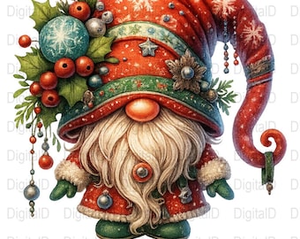 Gnomo navideño PNG, clipart navideño, arte de gnomo invernal (descarga digital)