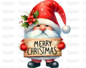 Weihnachten Gnom PNG, Frohe Weihnachten Zeichen, Urlaub Clipart (digitaler Download)
