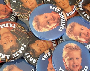 Custom Vintage 1985 Birthday pins, 40th Birthday Photo Party Favor- 15 pieces +