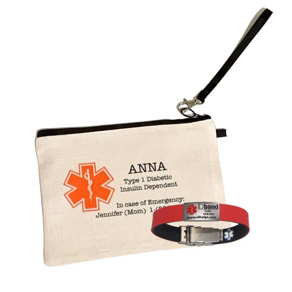 Custom Medical Health Diabetic Supply Bag, Medical Alert for Type 1
