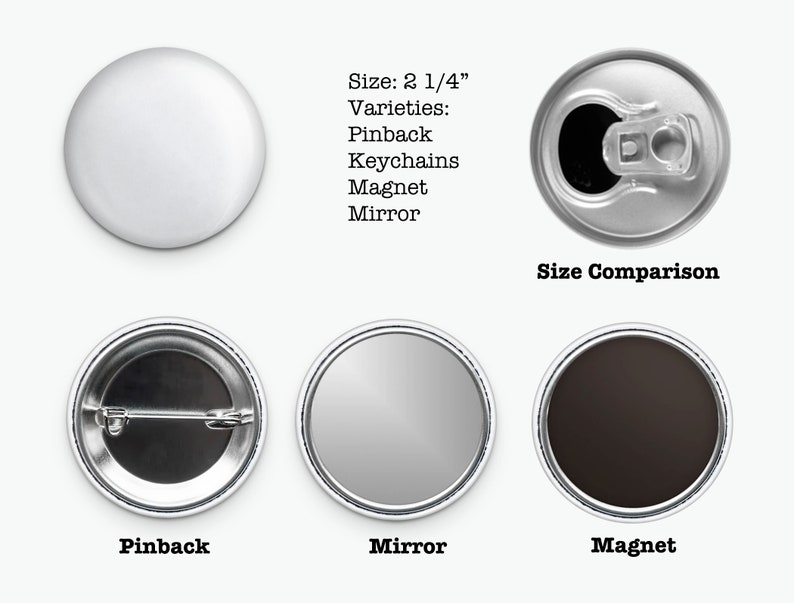 Size of Standard button is comparable to the size of a bottom of a standard pop can