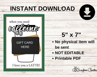 Kaffee Geschenkkartenhalter - Instant Download