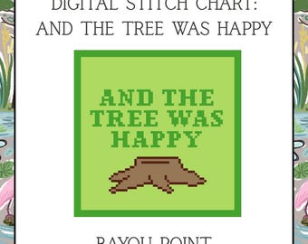 Digital PDF And The Tree Was Happy 18 Mesh Needlepoint Canvas, Digital Needlepoint Canvas PDF