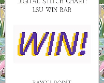 LSU Win Bar Digital Needlepoint Chart, Digital PDF Chart Needlepoint
