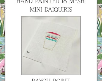Hand Painted Mini Daiquiris Needlepoint Canvas, 18 Mesh Needlepoint Canvas