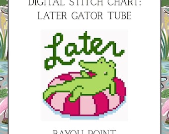 Later Gator Tube Needlepoint Canvas, Digital PDF Stitch Chart