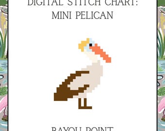 Digital PDF Mini Pelican, 18 Mesh Needlepoint Canvas