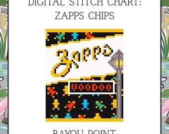 Zapps Chips - 18 Mesh Needlepoint Canvas, Digital Needlepoint Canvas PDF