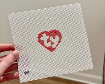 Hand Painted TY Beanie Baby Needlepoint Canvas, 18 Mesh Needlepoint Canvas, Mini TY Beanie Baby Bag Charm Canvas, Ornament