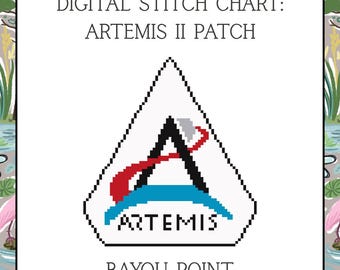 Digitale pdf Artemis II-patch, canvas met 18 mesh borduursels