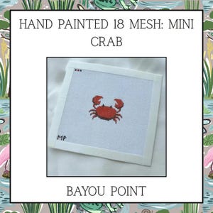 Mini Crab Hand Painted Needlepoint Canvas, 18 Mesh Needlepoint Canvas, Mini Crab Bag Charm Needlepoint Canvas