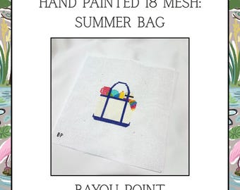 Summer Bag Hand Painted Needlepoint Canvas, 18 Mesh Needlepoint Canvas