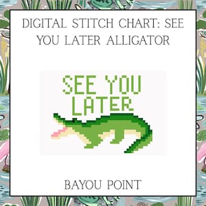 Digital PDF See You Later Alligator, 18 Mesh Needlepoint Canvas