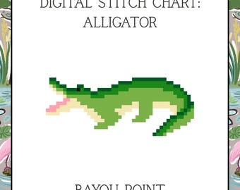 Digital PDF Alligator Bag Charm, 18 Mesh Needlepoint Canvas