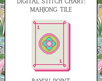 Digital PDF Mahjong Tile, 18 Mesh Needlepoint Canvas