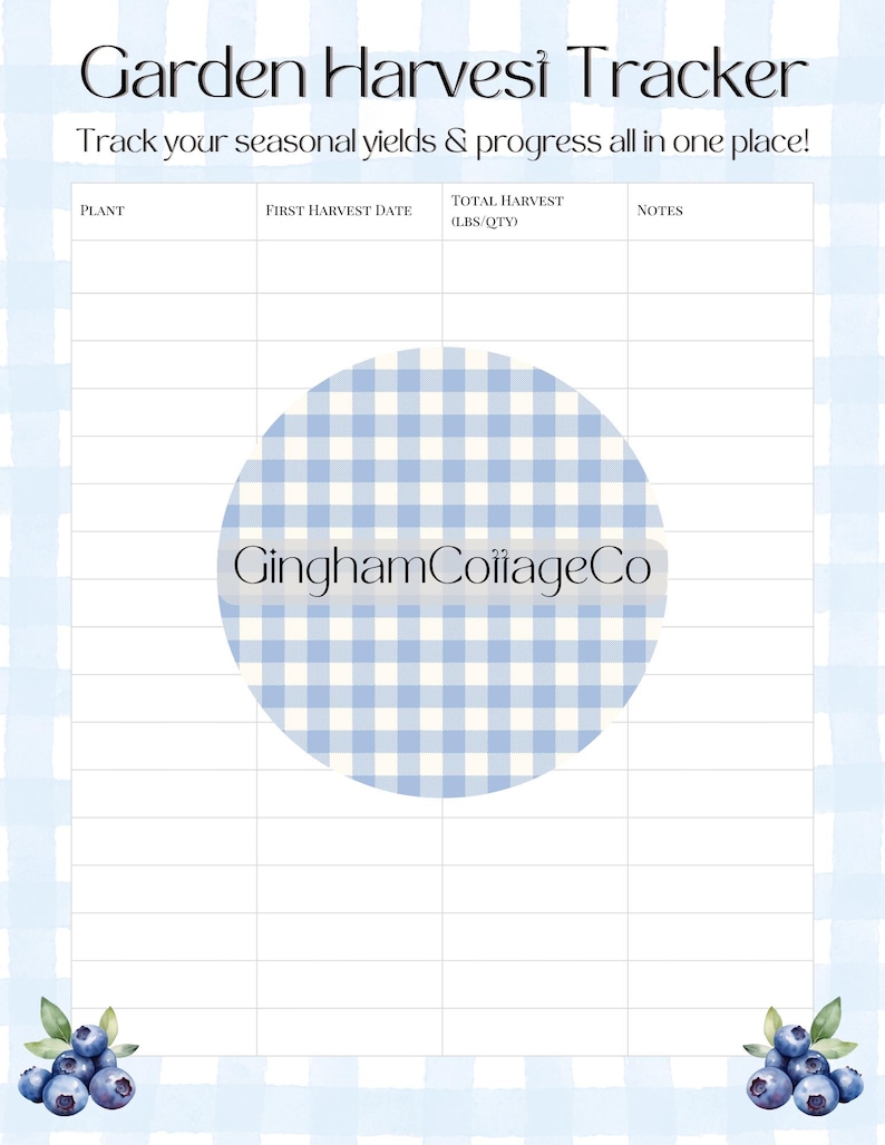 Printable Garden Harvest Tracker | Cottagecore Gardening Log | Rustic ...