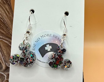 Sparkly glitter disney inspired mickey dangle earrings