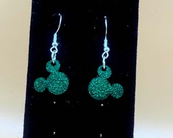 Sparkly glitter disney inspired mickey dangle earrings