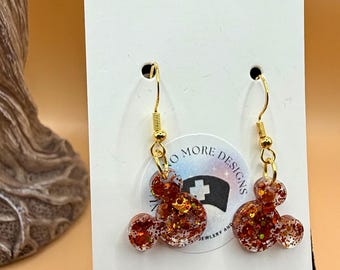Sparkly glitter disney inspired mickey dangle earrings