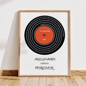 Custom Vinyl Lyrics Song Print, Anniversary Gift Print, Wedding Anniversary Gift, Personalized Wedding Gift, First Dance Song Vınyl