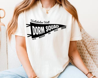 Custom College Dorm Shirt Celebrating Your Favorite Roommates or Dorm Buddies. Fun Gift for Students. Unisex Comfort Colors Tee