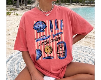 Comfort Colors Graphic Fish Shirt, Foodie Shirt, Sardine T-shirt, Summer Vibes