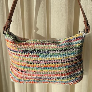 Bag, Handmade Knitted Bag, Gift Bag for Women, mıu mıu bag,Crochet bag,Rainbow of colours messenger bag
