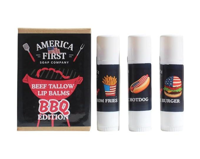 Featured listing image: BBQ Scented Tallow Lip Balm Set, Burger, Hot Dog, Fries