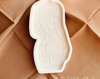 Plateau pour figurines tout en courbes, plat fourre-tout en résine marbrée, porte-bijoux moderne, décoration d'intérieur minimaliste