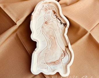 Plateau pour figurine cheveux flottants, Coupelle fourre-tout en résine faite main, Porte-bijoux, Plateau décoratif moderne