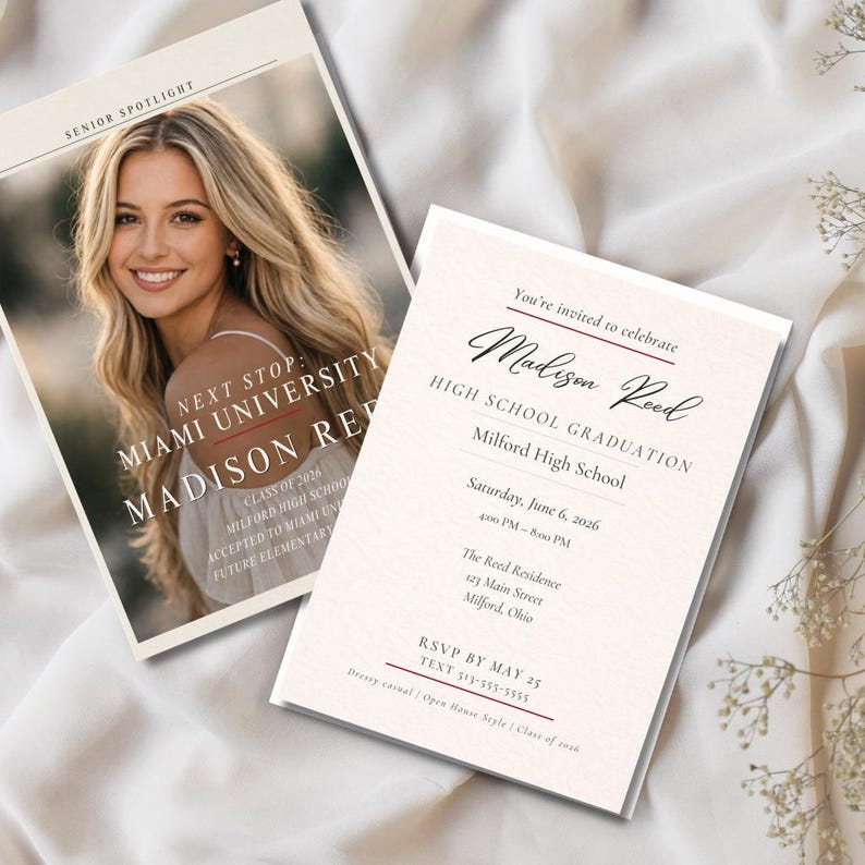 Editable Graduation Invitation Template Senior Announcement Photo ...